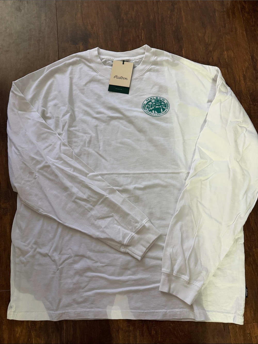 Malbon- White Long Sleeve Logo Tee - Men's Casual Shirt. New with tags